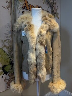 Leather Shearling Fox Fur Wool Jacket